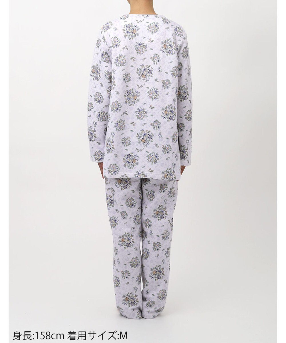 WACOAL ワコール_リラックス＆スリープ パジャマ 長袖 長ズボン 綿100％(表側・肌側) キルトニット素材 ハドンホール 上下セット 前開き ミントン NDW416 /ワコール 
