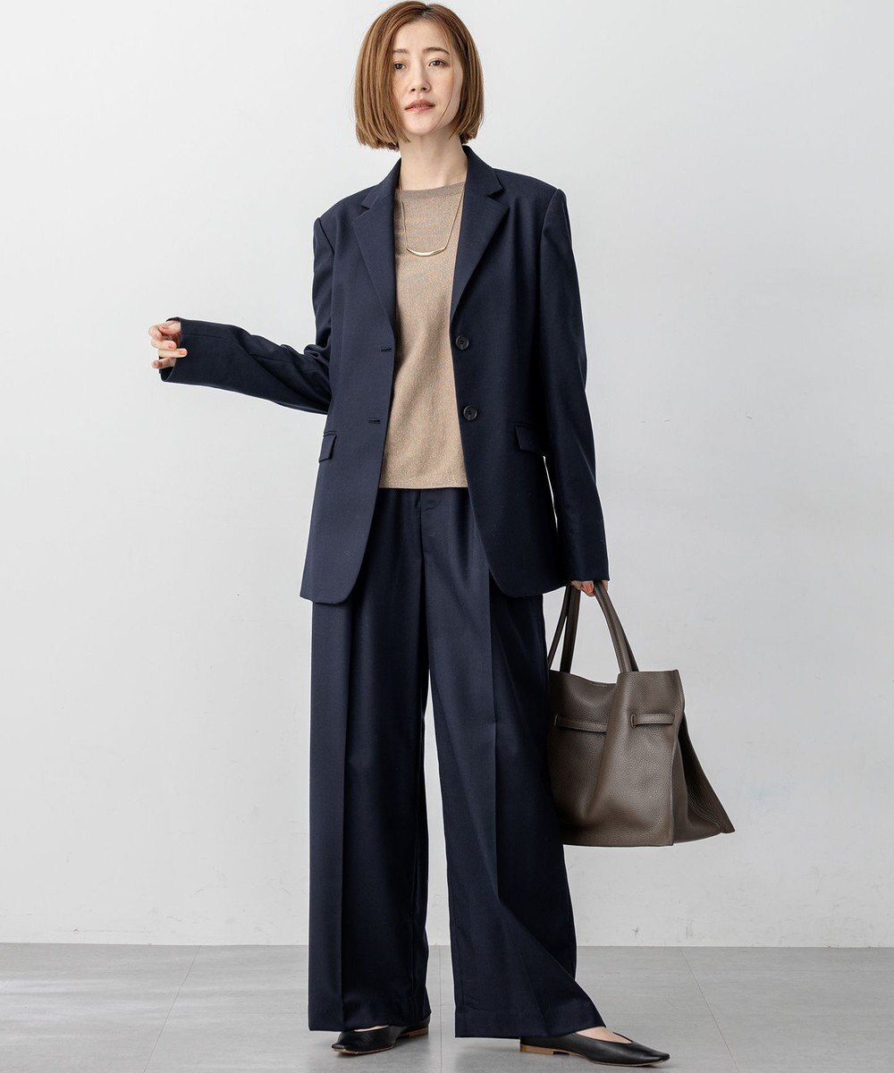 23区 L 【洗える/吊り干しOK】ヴィスコースストレッチ ドルマンスリーブ ラメ ニット 