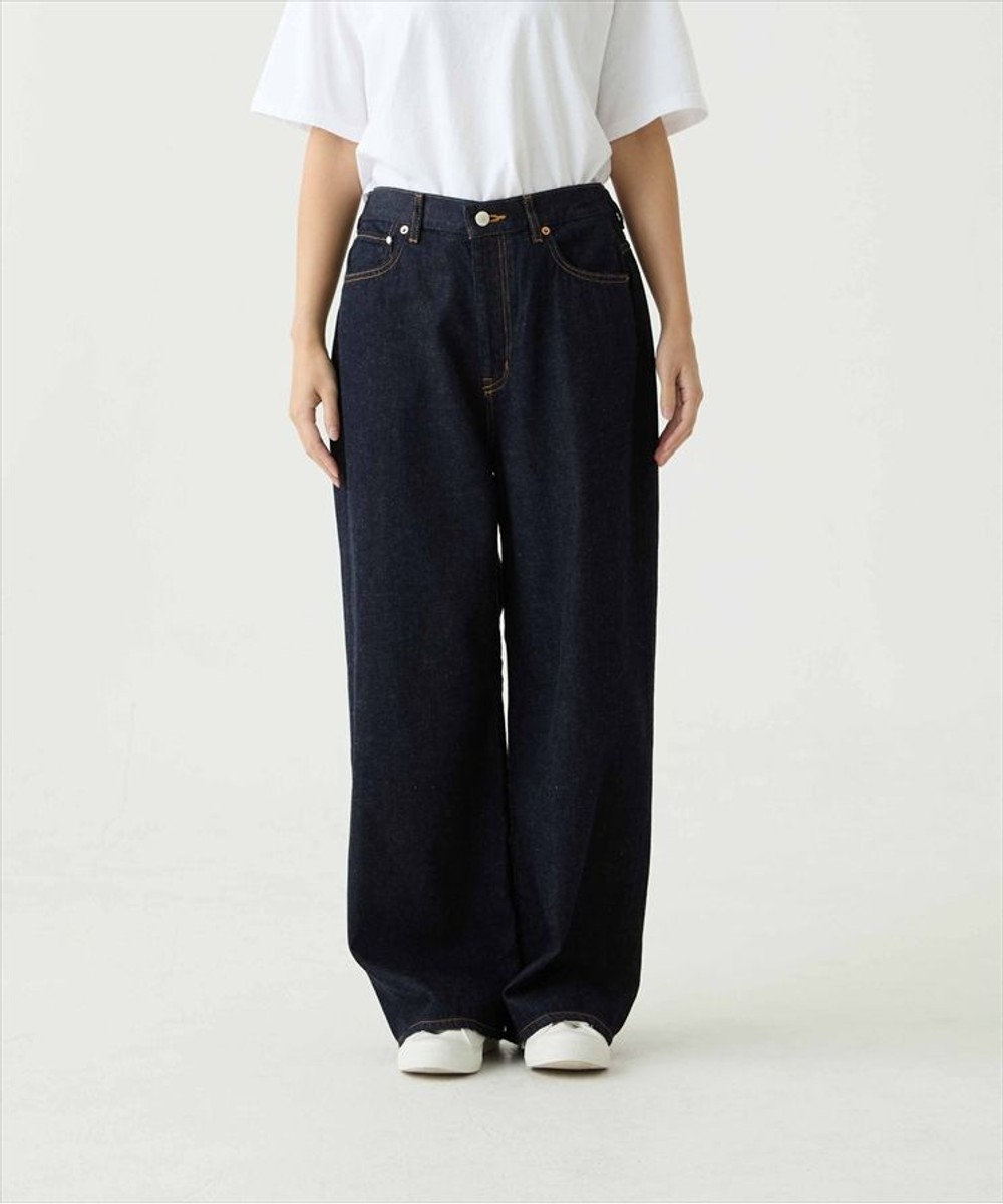 caqu Linen sagging wide pants ワイドシルエットリネンデニム 