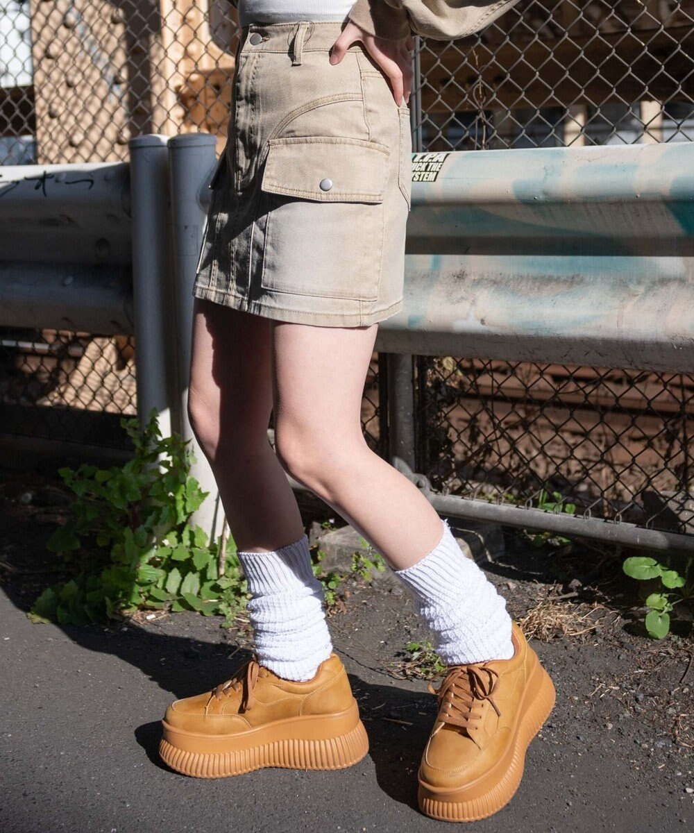 WEGO ヴィンテージウォッシュカーゴミニスカート 