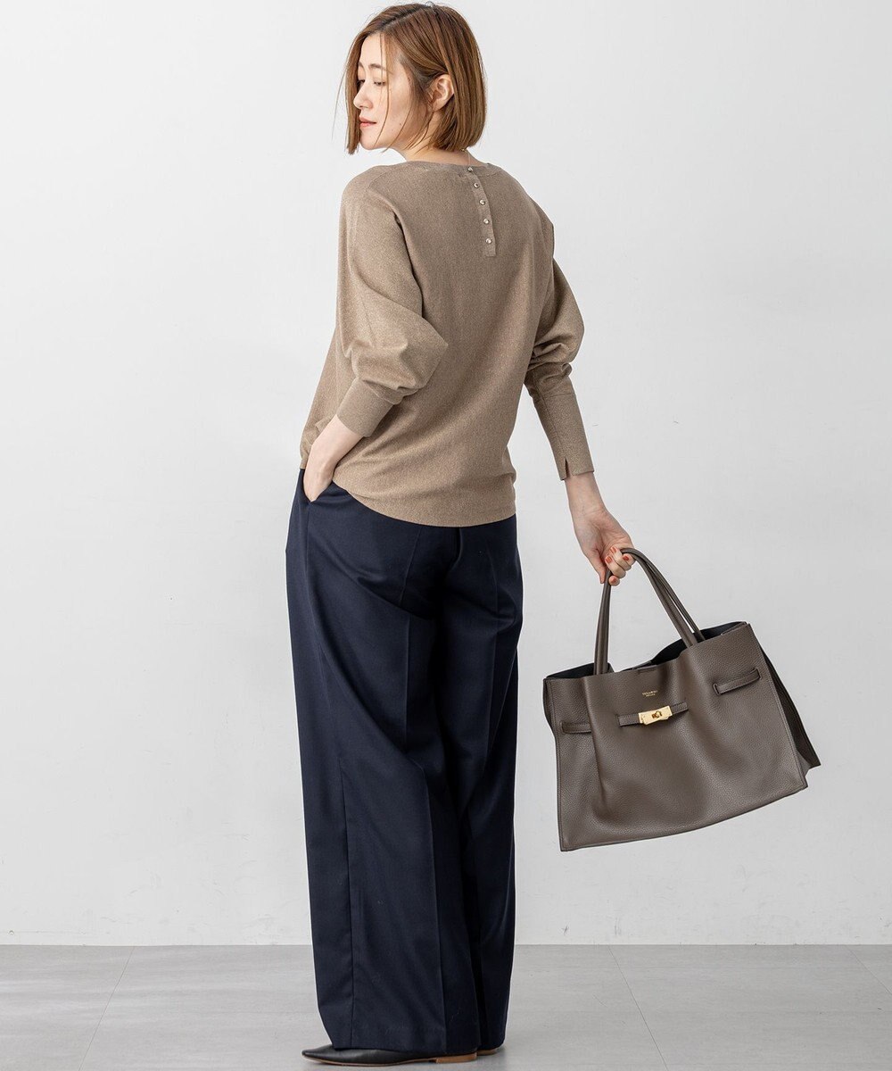 23区 L 【洗える/吊り干しOK】ヴィスコースストレッチ ドルマンスリーブ ラメ ニット 