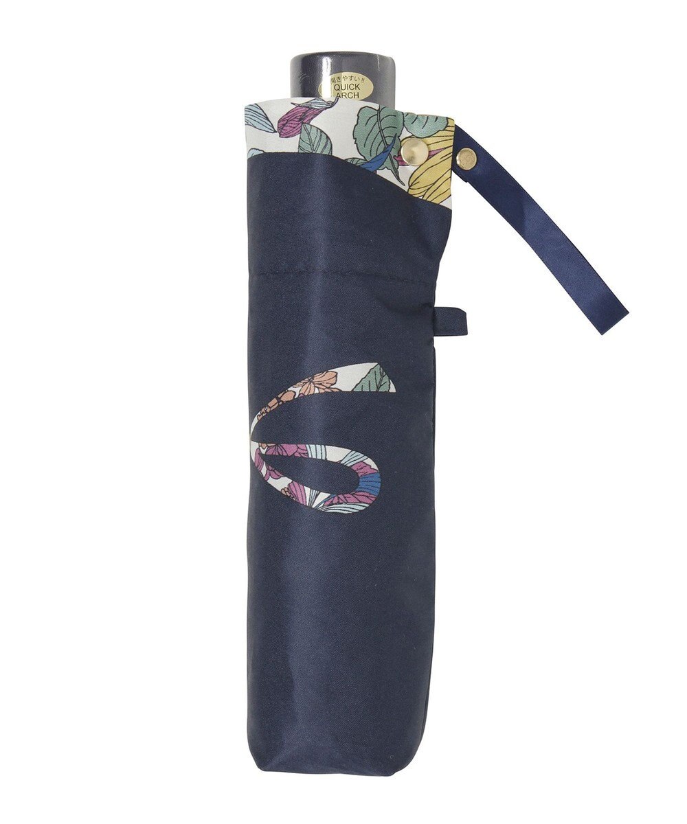 MOONBAT 【簡単開閉】ランバン オン ブルー (LANVIN en Bleu) リボン 花柄 折りたたみ傘 サテンプリント 