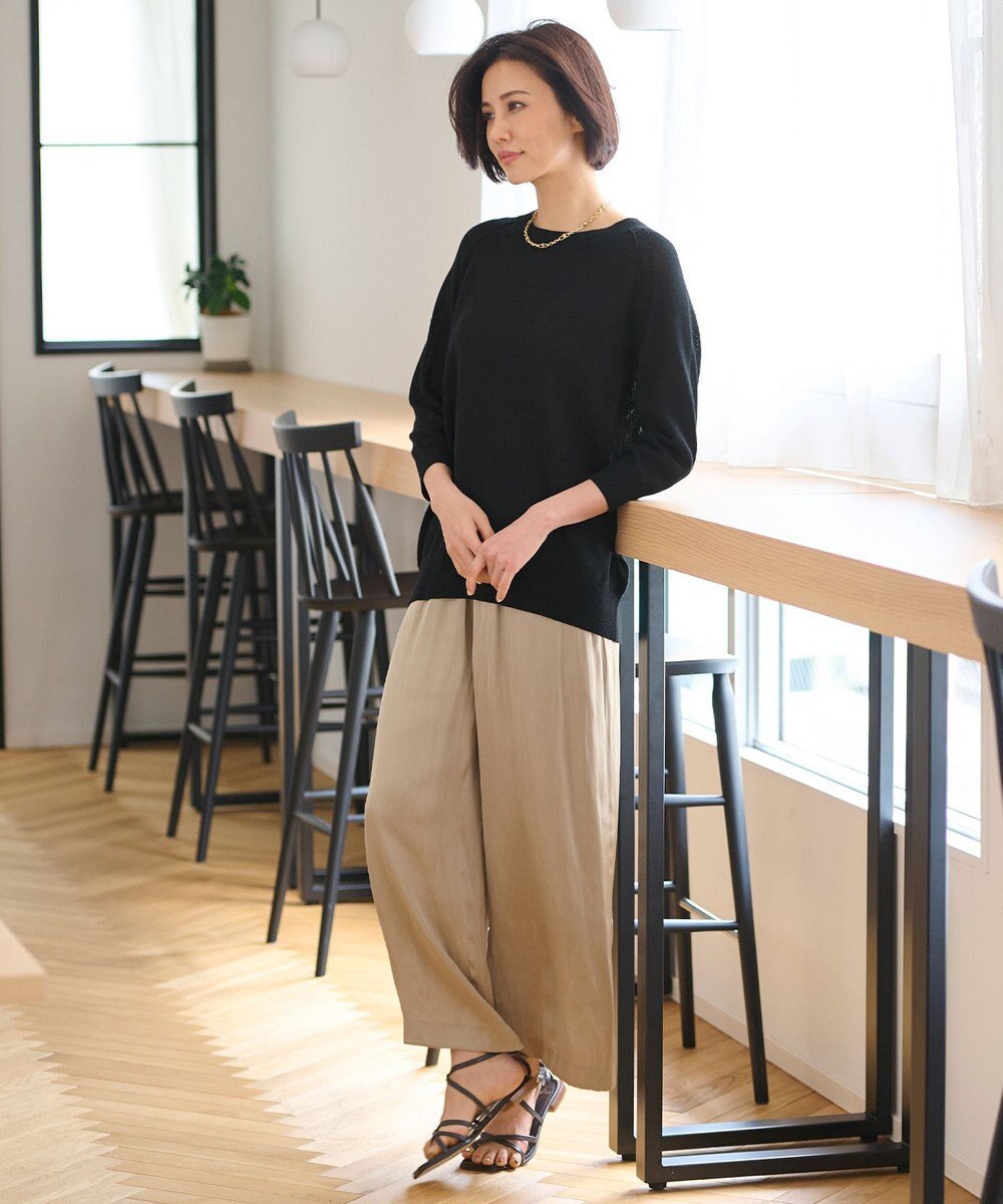 自由区 【洗える・XSサイズあり】ペーパーコットンアセテート  ニット 