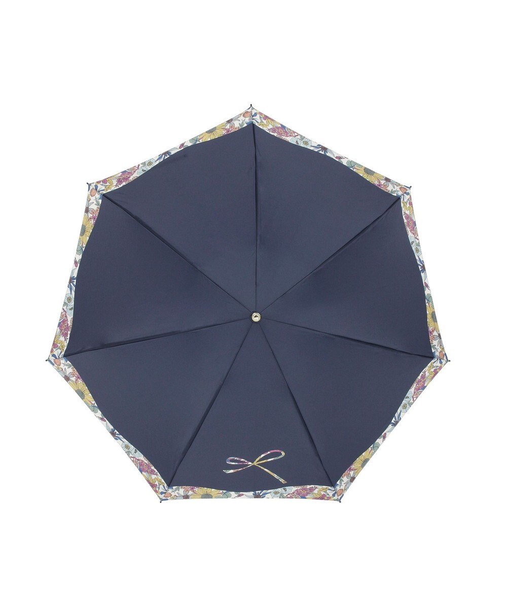 MOONBAT 【簡単開閉】ランバン オン ブルー (LANVIN en Bleu) リボン 花柄 折りたたみ傘 サテンプリント 