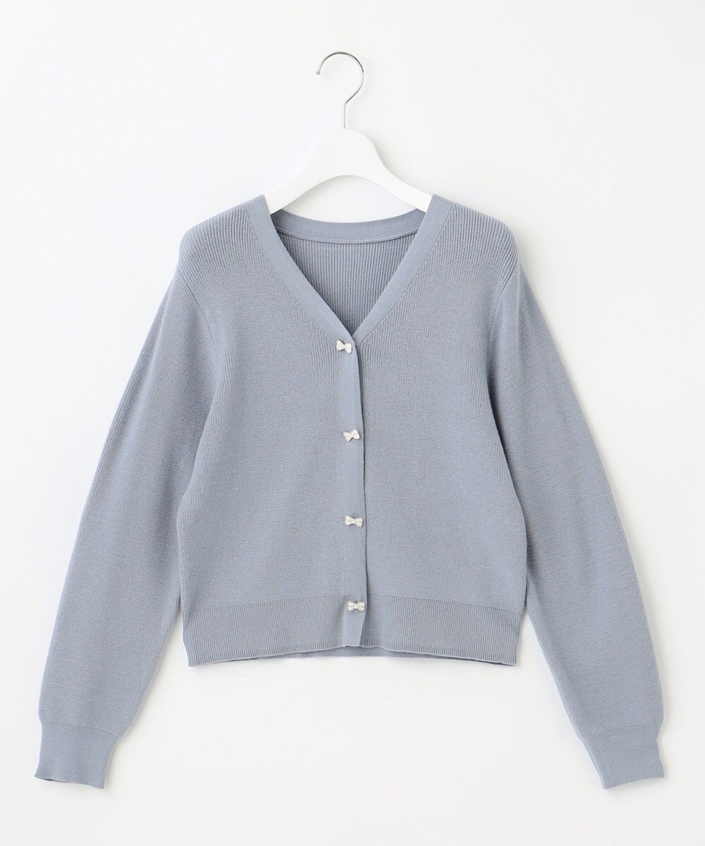 Feroux 【洗える】リボン釦 カーディガンデザインニット 