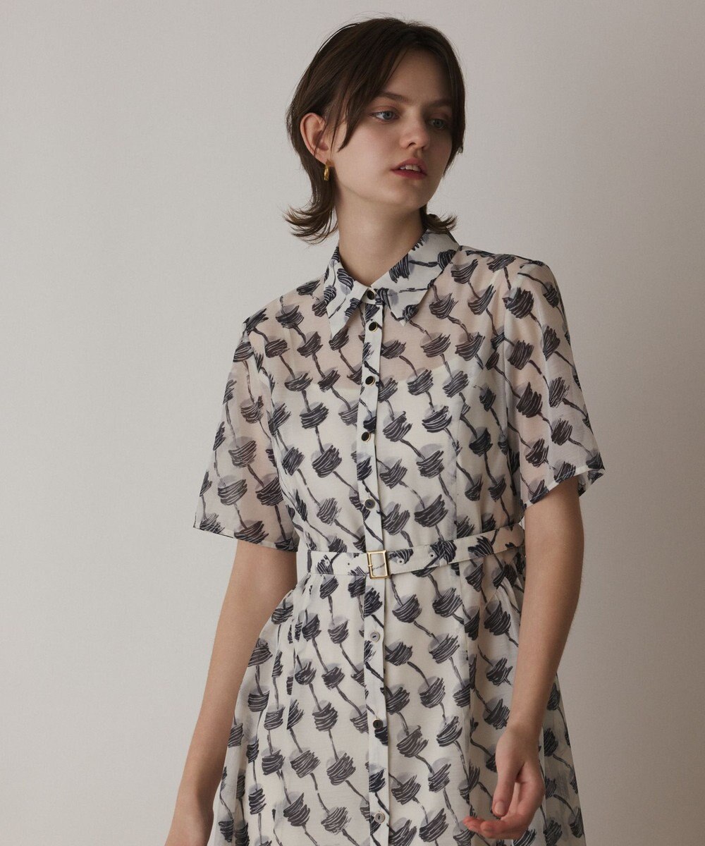 GRACE CONTINENTAL ドローイングプリントワンピース 