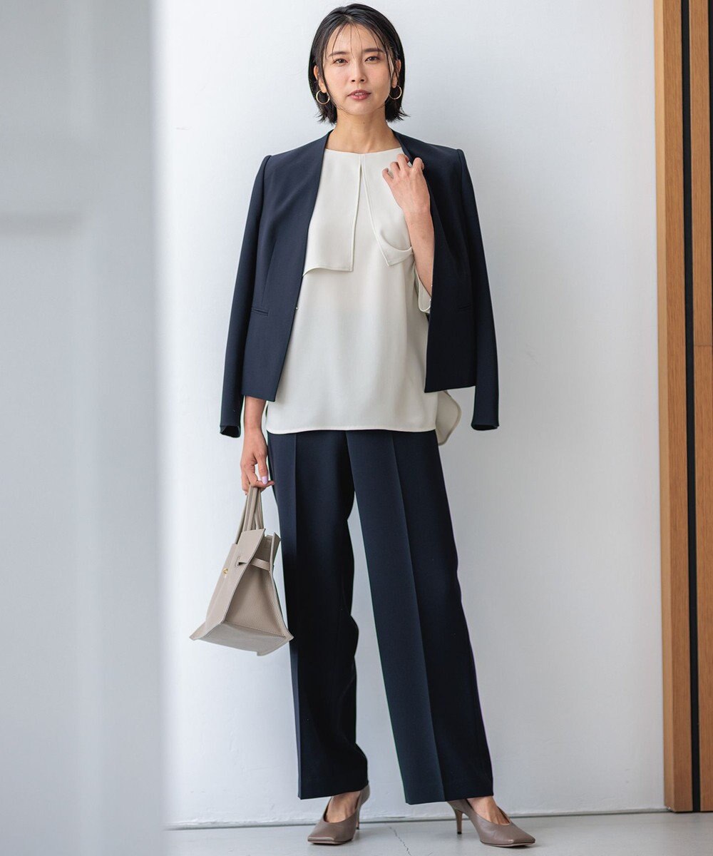 23区 L 【洗える】ストレッチジョーゼット ケープデザイン カットソー 