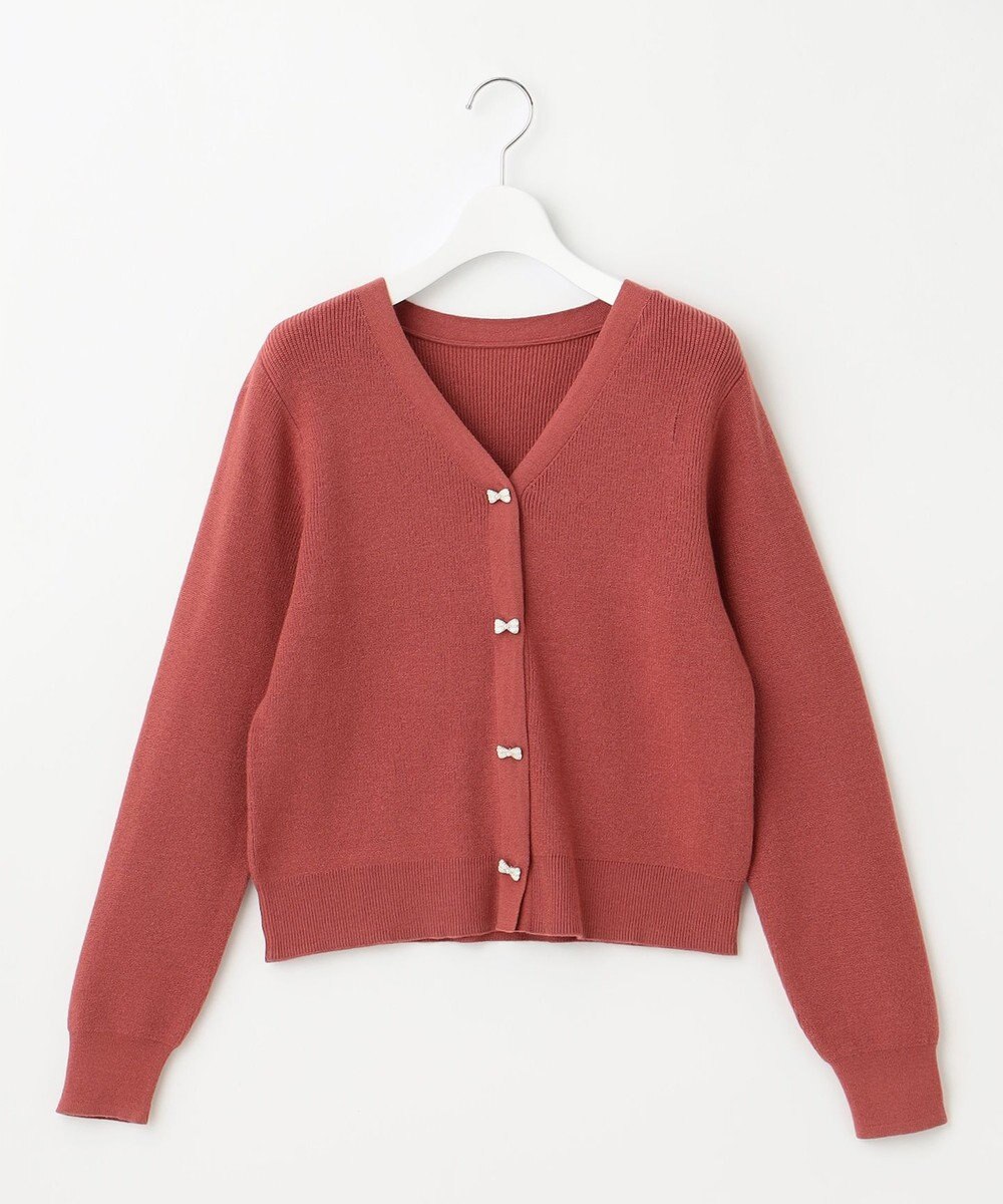 Feroux 【洗える】リボン釦 カーディガンデザインニット 