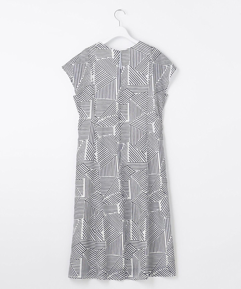 自由区 【洗える・XSサイズあり】モザイクラインプリント ワンピース 