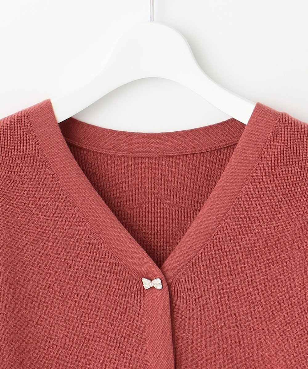 Feroux 【洗える】リボン釦 カーディガンデザインニット 