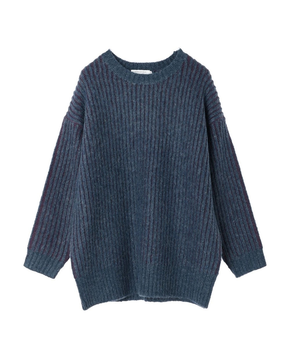 AMERICAN HOLIC バイカラー片畦ニットチュニック 