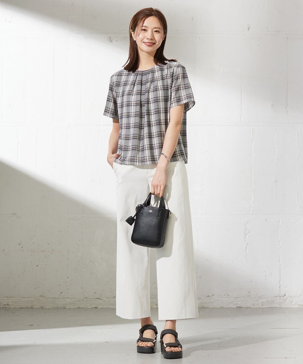 J.PRESS LADIES L シアーストライプ&チェック カットソー 