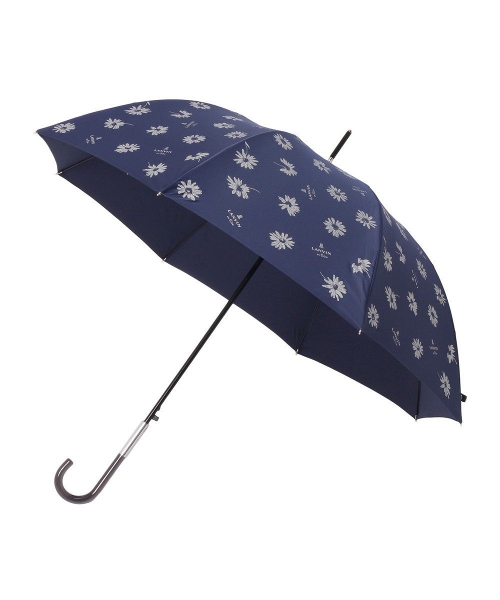 MOONBAT 【雨傘】ランバン オン ブルー(LANVIN en Bleu) 花柄 グリッター ラメ 長傘 マーガレット 耐風傘 ジャンプ式 ネイビーブルー