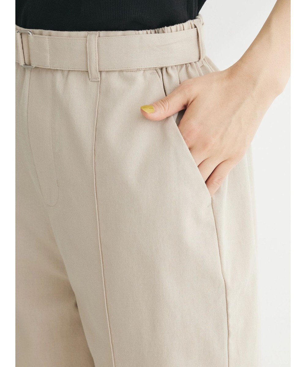 Green Parks 綿麻混バックルベルト付テーパードパンツ 