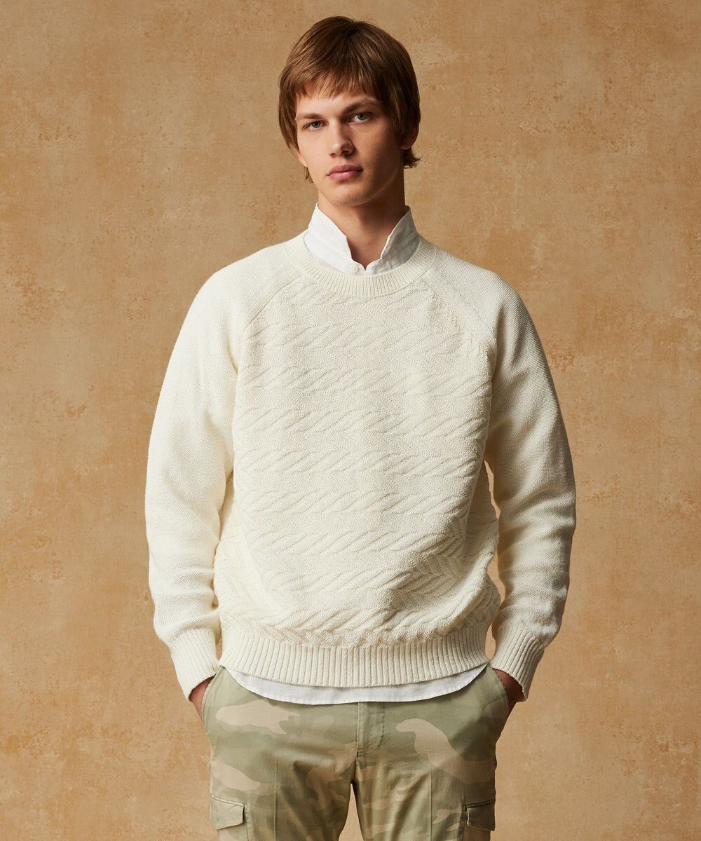 JOSEPH ABBOUD 【和紙使用エコ素材/日本素材/軽量/通気性/速乾性】和紙ムリネ ニット クルーネック ニット 