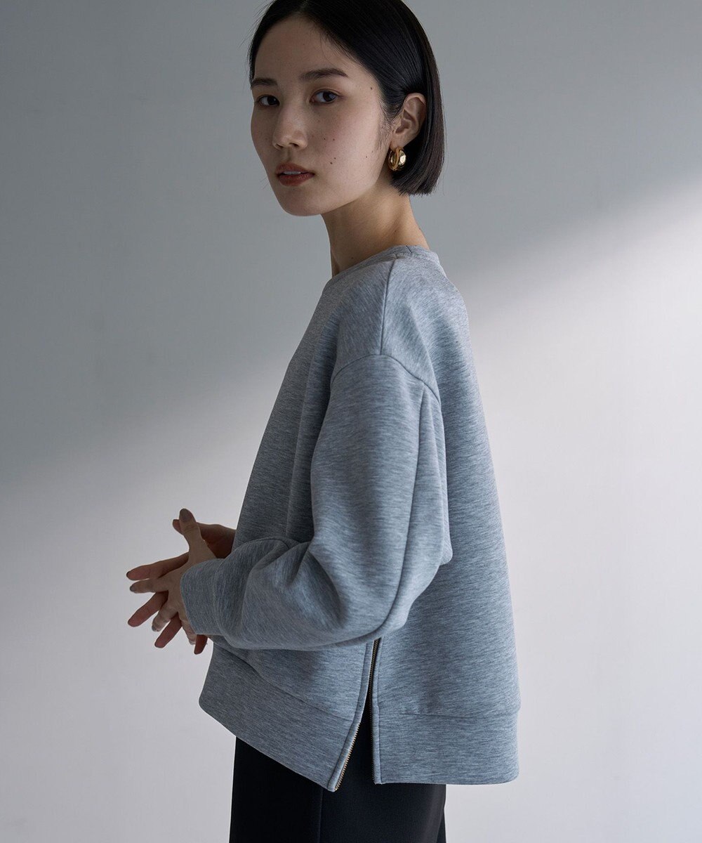 UNFILO L 【WEB限定】BEAUTY FORM JERSEY サイドZIP クロップドプルオーバー 