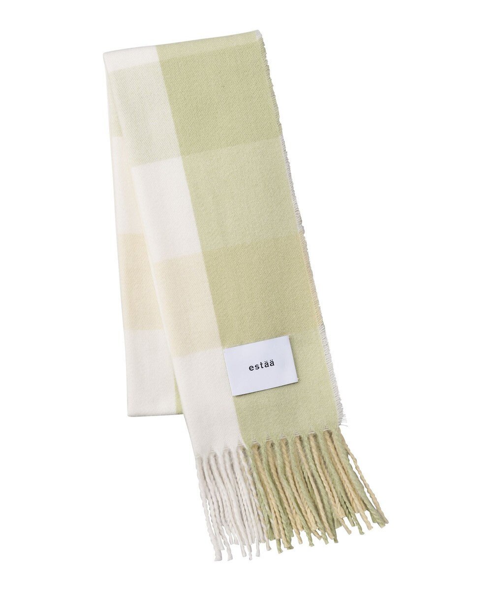 MOONBAT estaa とろーりマフラー クリーミーチェック／手洗い可 