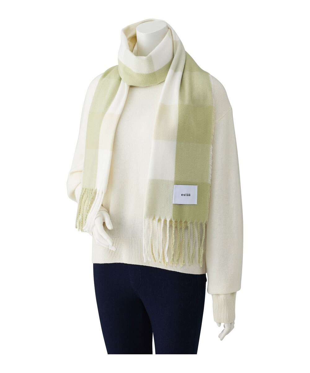 MOONBAT estaa とろーりマフラー クリーミーチェック／手洗い可 