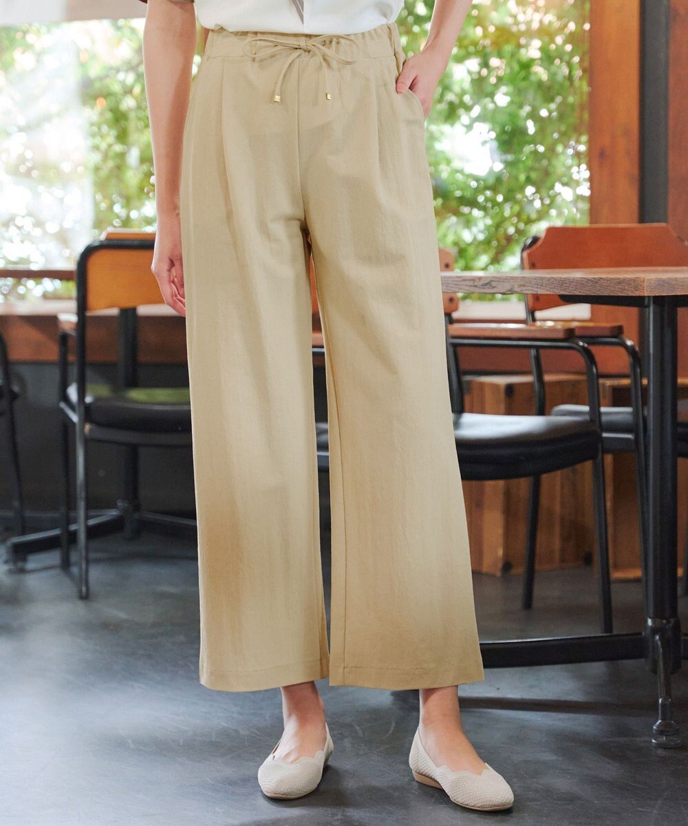 Tiaclasse 綿混リンクル加工ワイドパンツ 