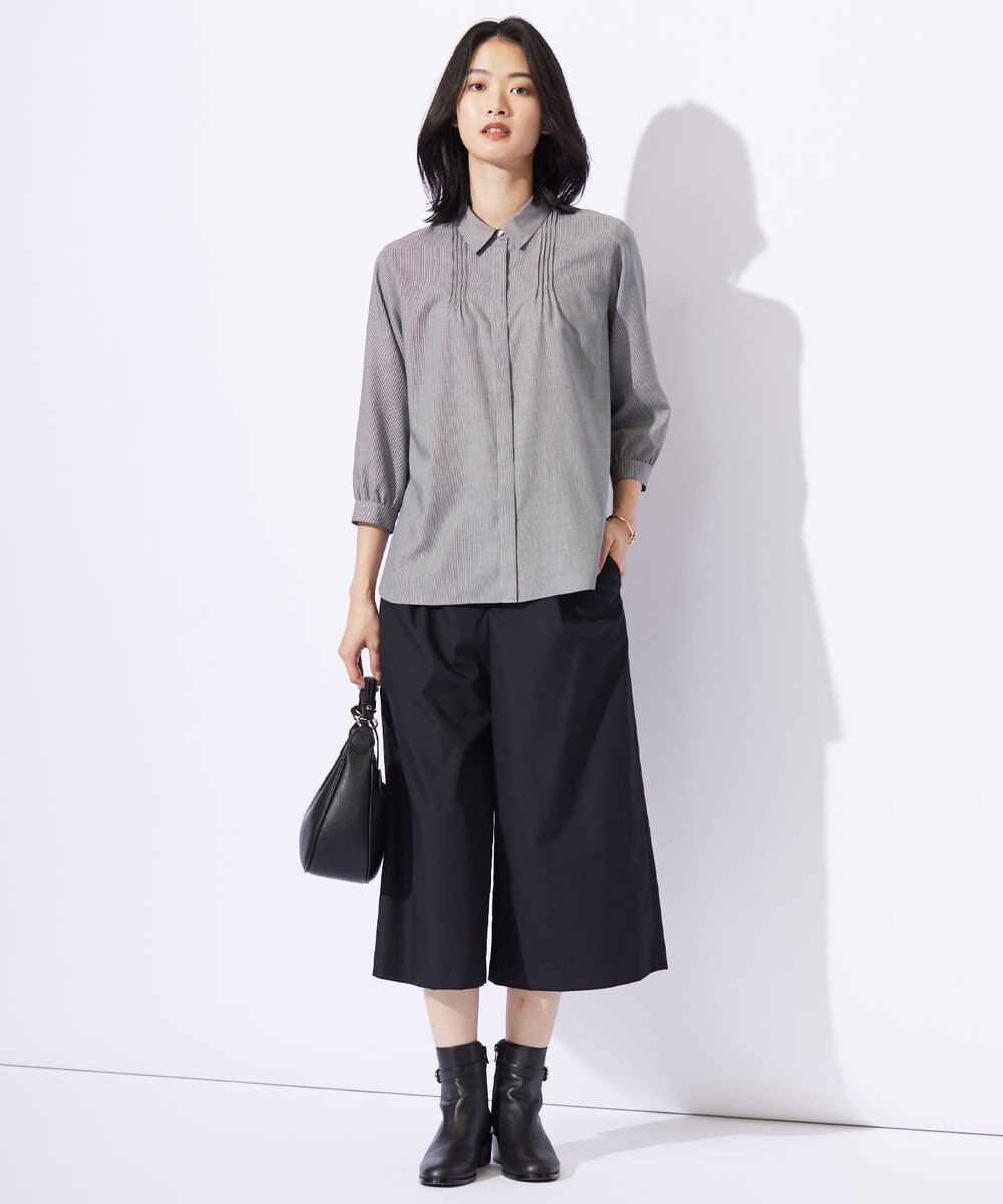 J.PRESS LADIES S 【洗える】ソフトシャンブレー ワイド パンツ 