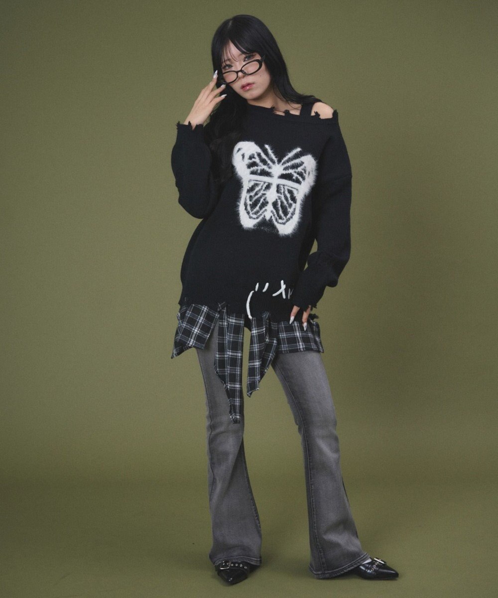 WEGO バタフライダメージニット 