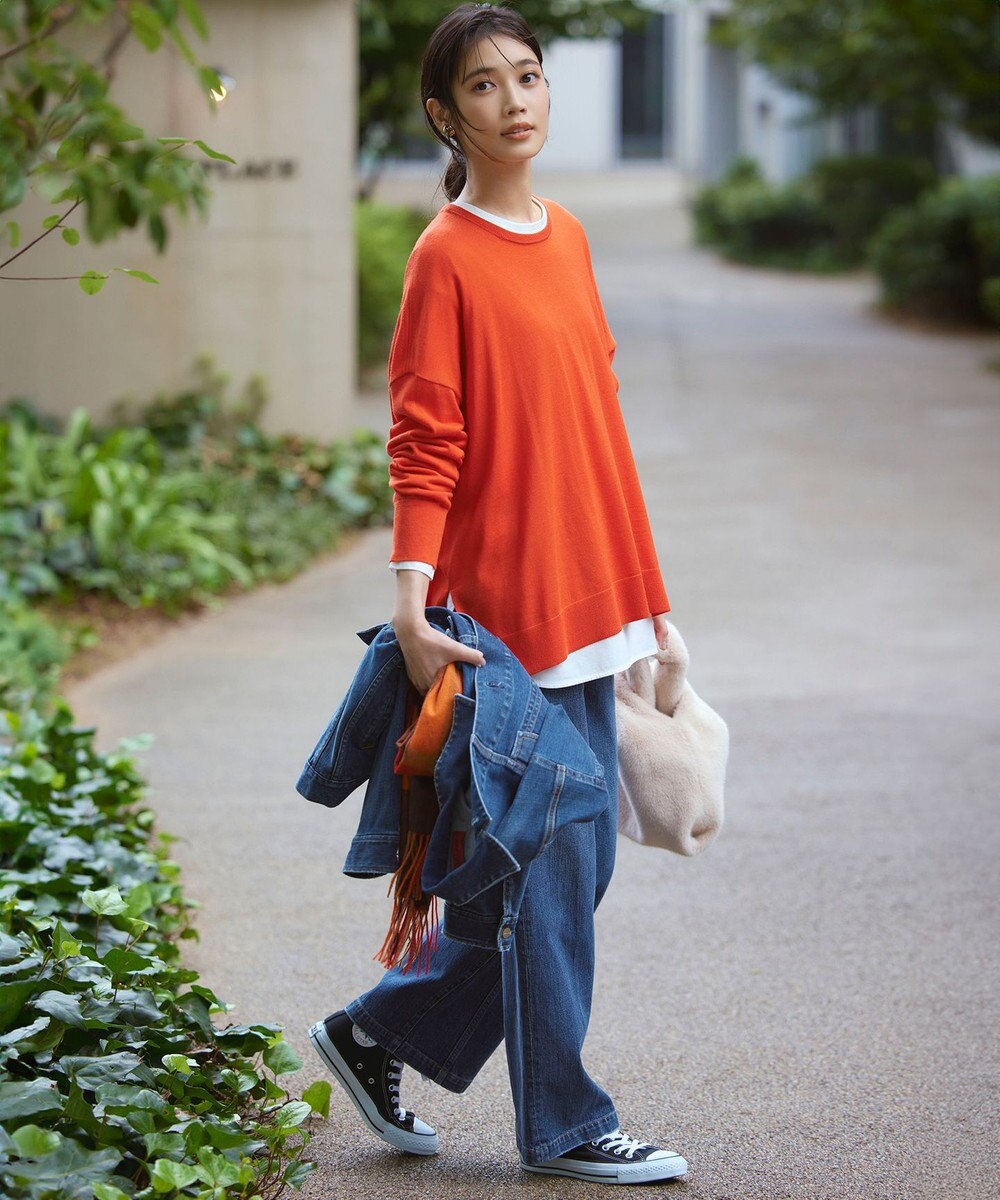 23区 L 【WEB限定カラーあり/洗える】ウーステッドウール ワイドシルエット ニット 