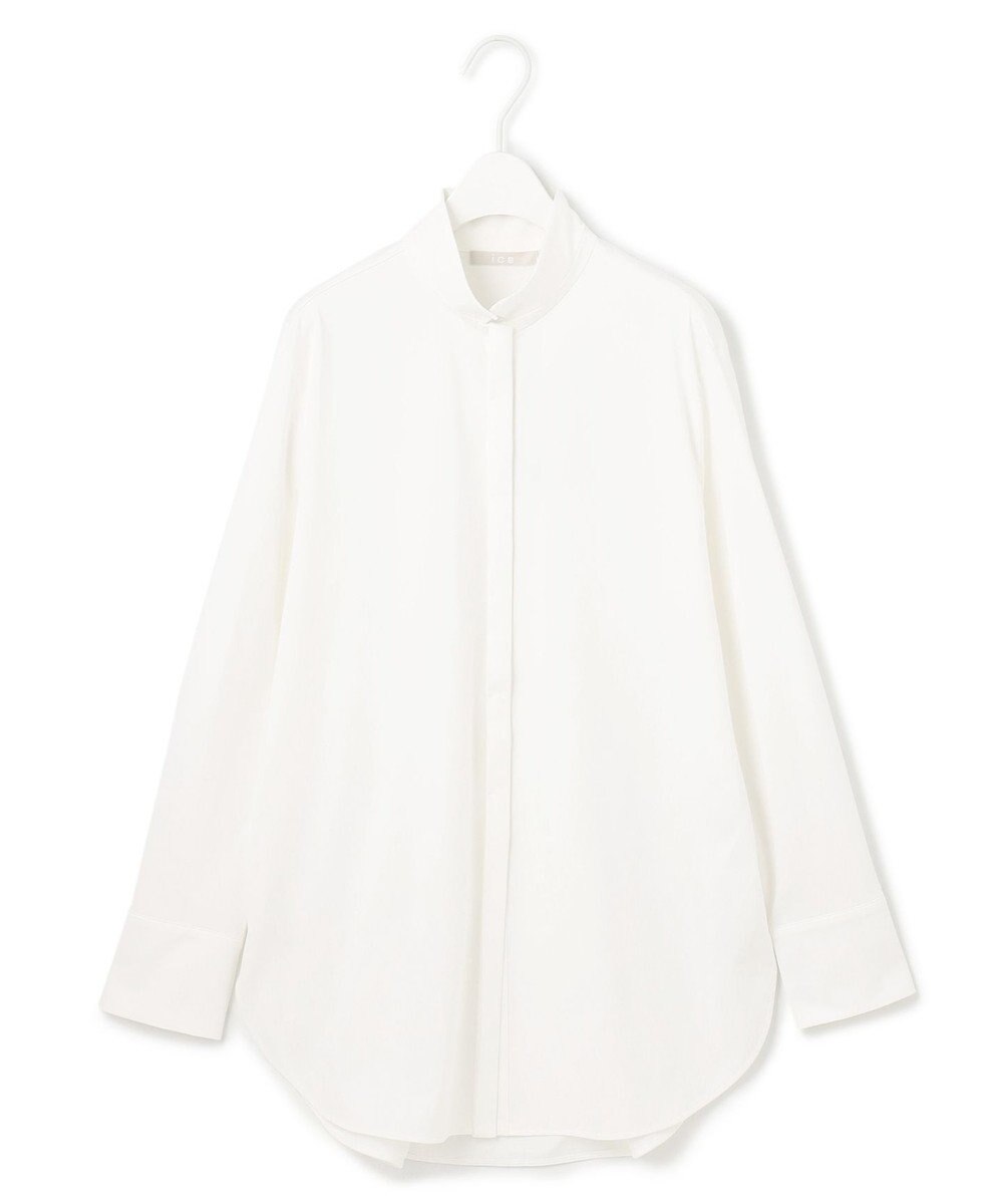 ICB L 【洗える】 ブラウスライクジャージー ロングシャツ 