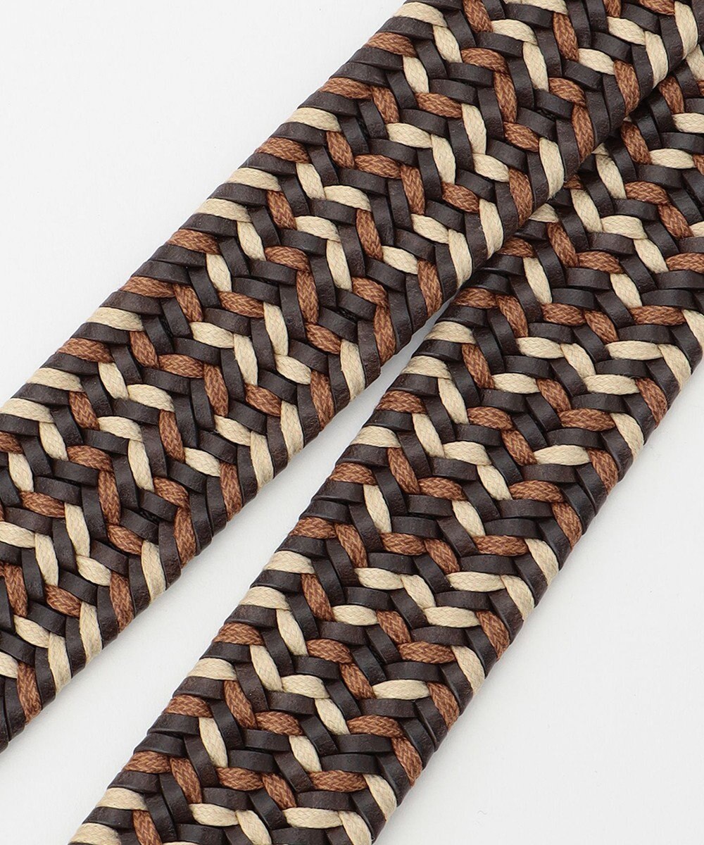 JOSEPH ABBOUD 【伸びる】ダブルメランジレザーメッシュ ベルト 