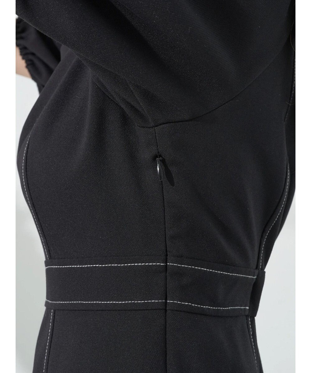 earth music&ecology 配色ステッチパフスリーブワンピース 