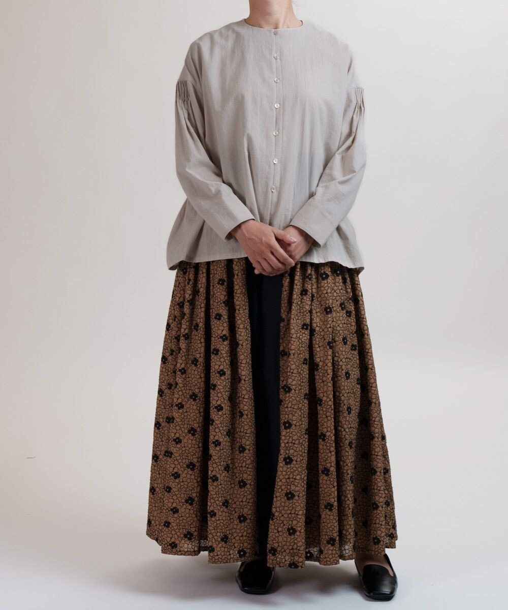 muuc コットンローン長袖ブラウス 