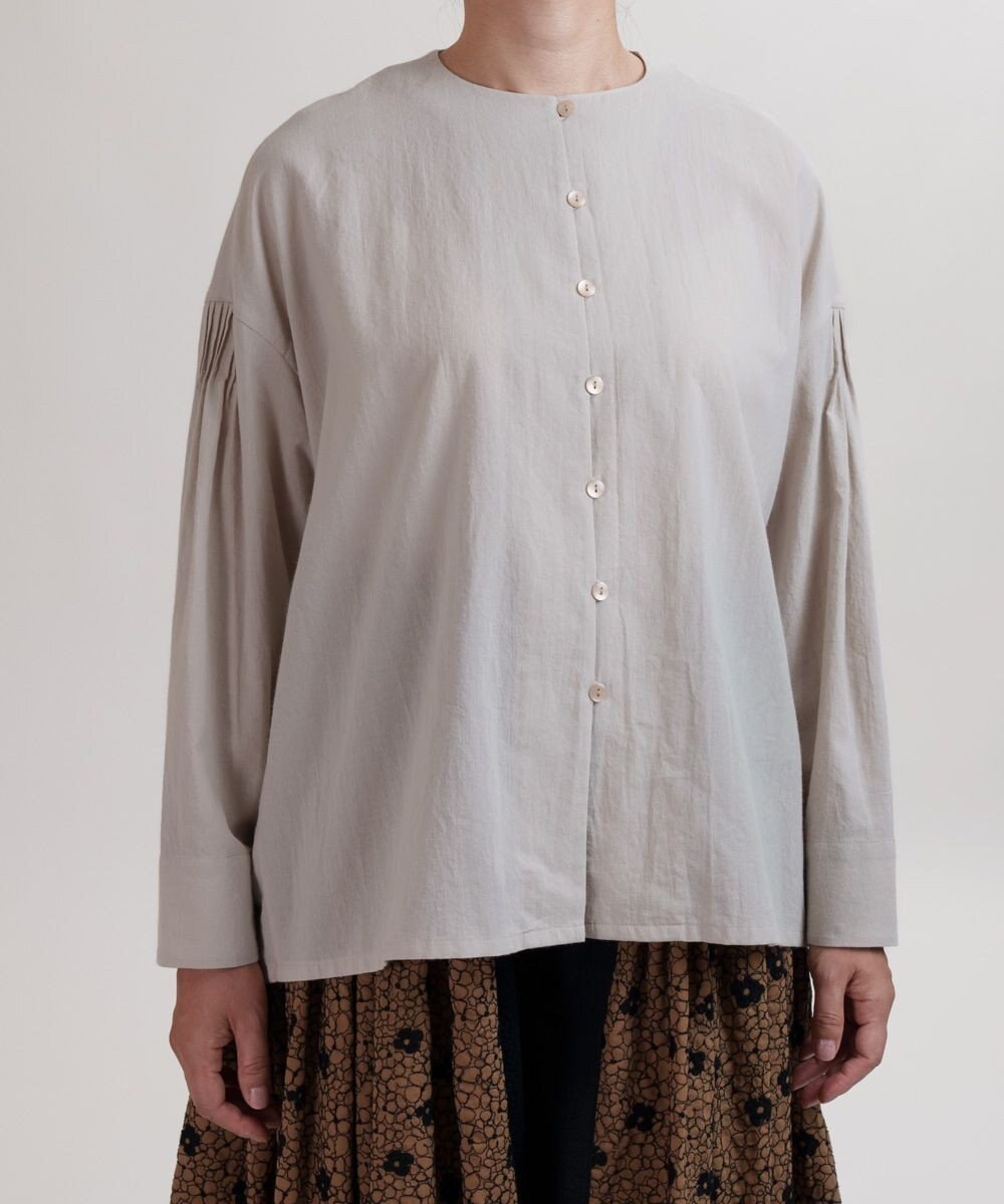 muuc コットンローン長袖ブラウス 