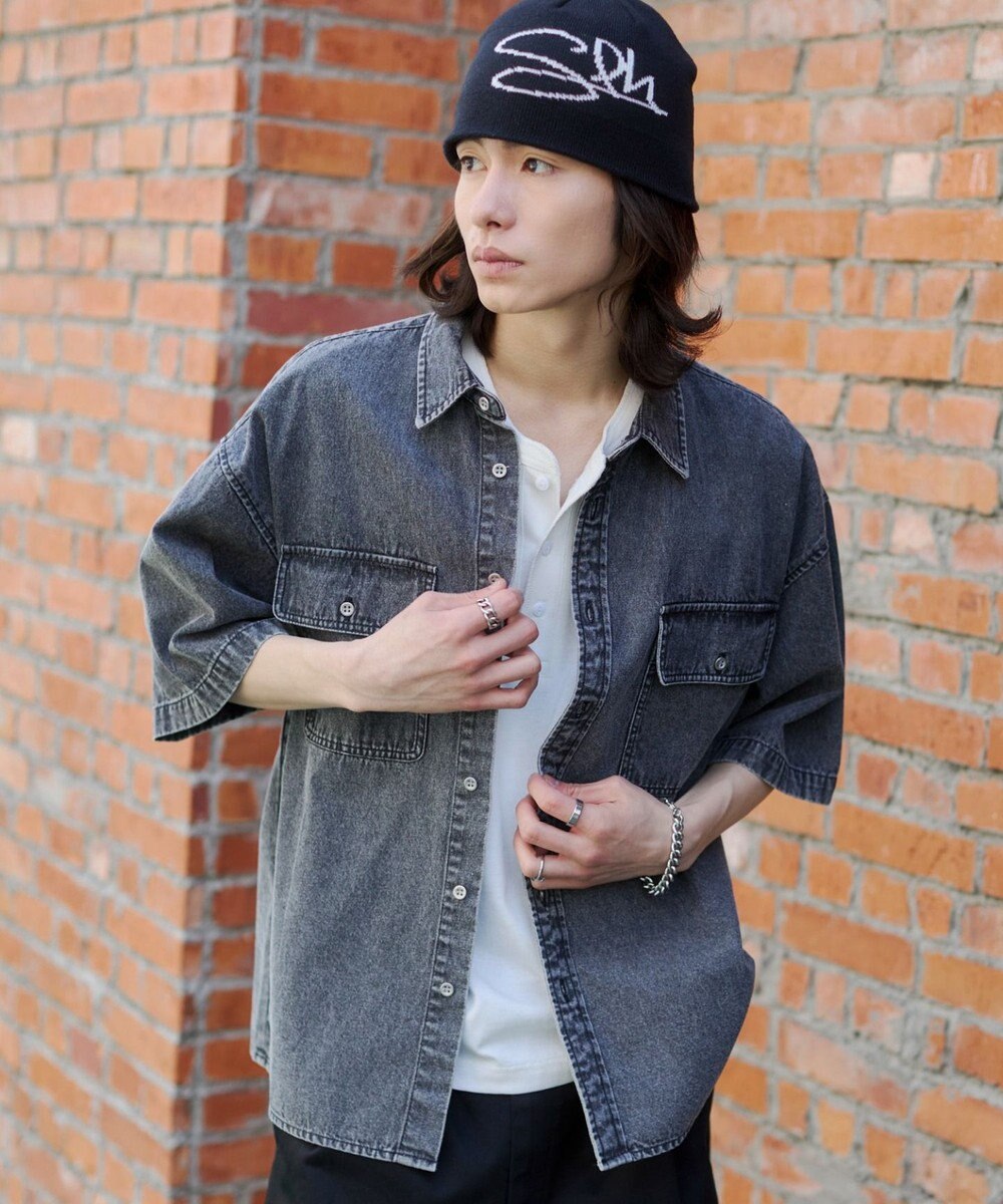 WEGO 【ユニセックス着用ITEM/MLサイズ展開】カラーデニムシャツ（SS） 