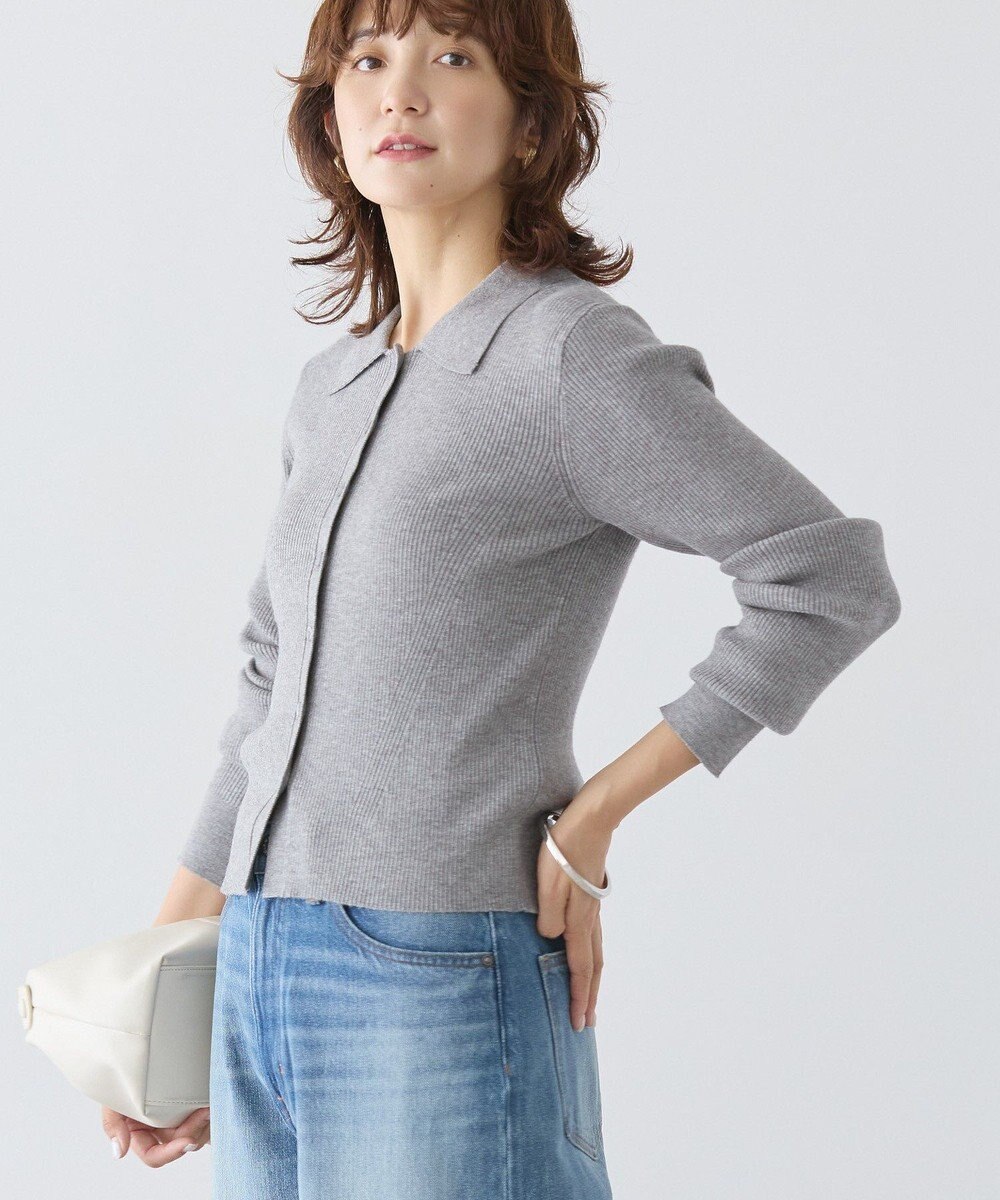 AMERICAN HOLIC バイパチ襟付き前あきリブプルオーバー 