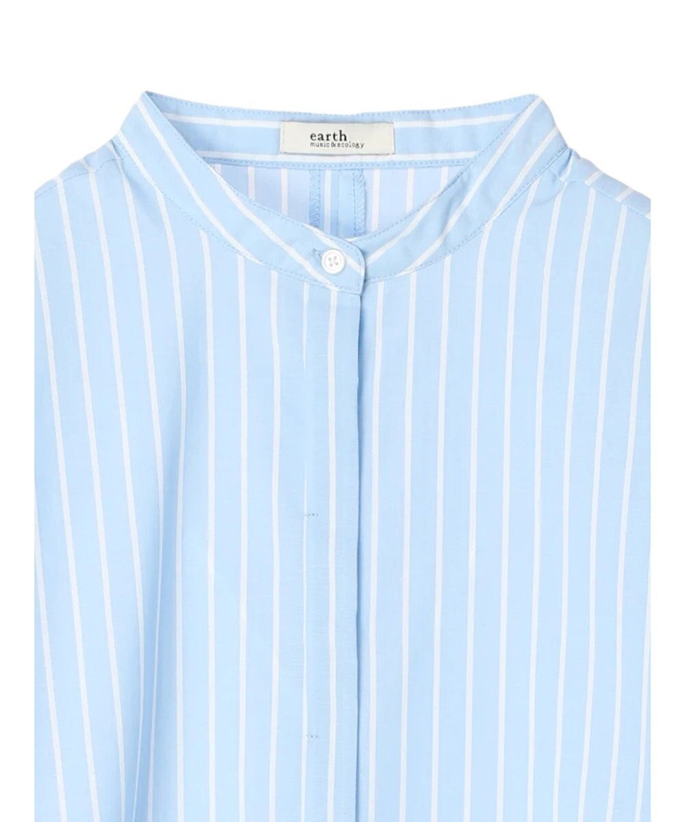 earth music&ecology バンドカラーストライプシャツ 