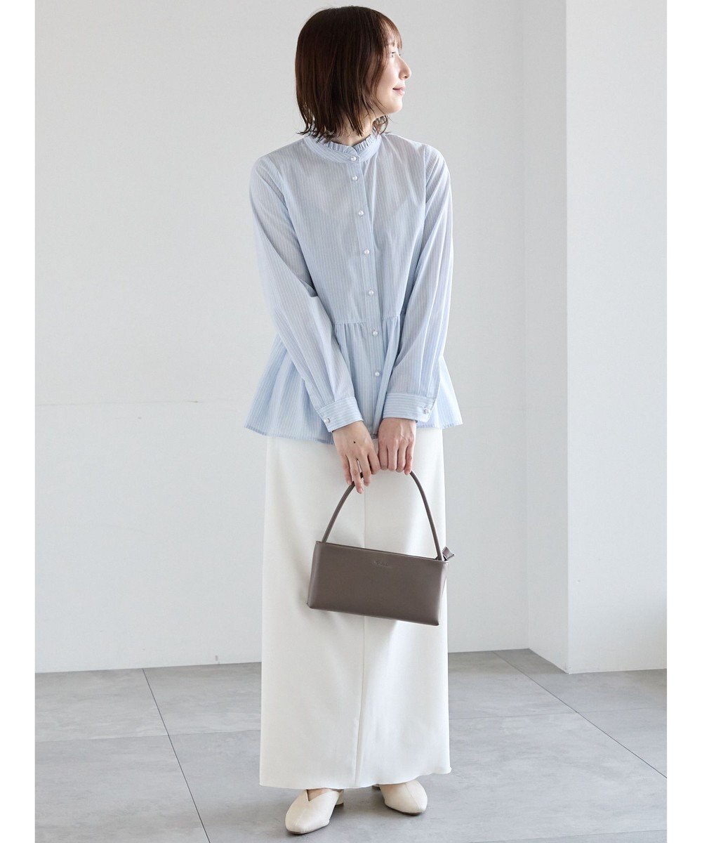 Te chichi パール釦スタンドフリルペプラムブラウス 