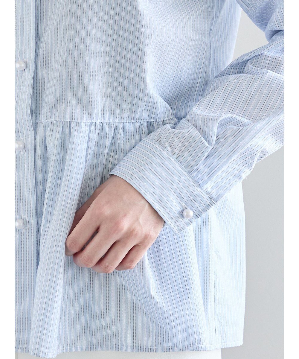 Te chichi パール釦スタンドフリルペプラムブラウス 