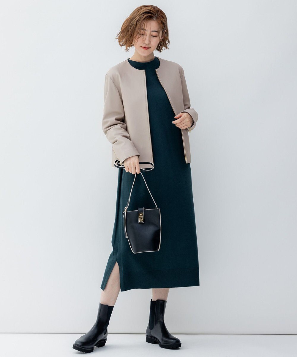 23区 ラムレザー ノーカラー ブルゾン 