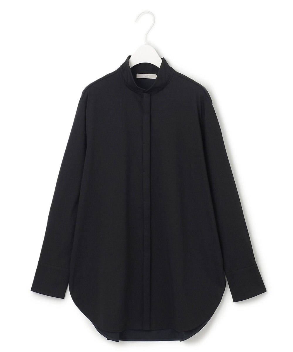 ICB L 【洗える】 ブラウスライクジャージー ロングシャツ 