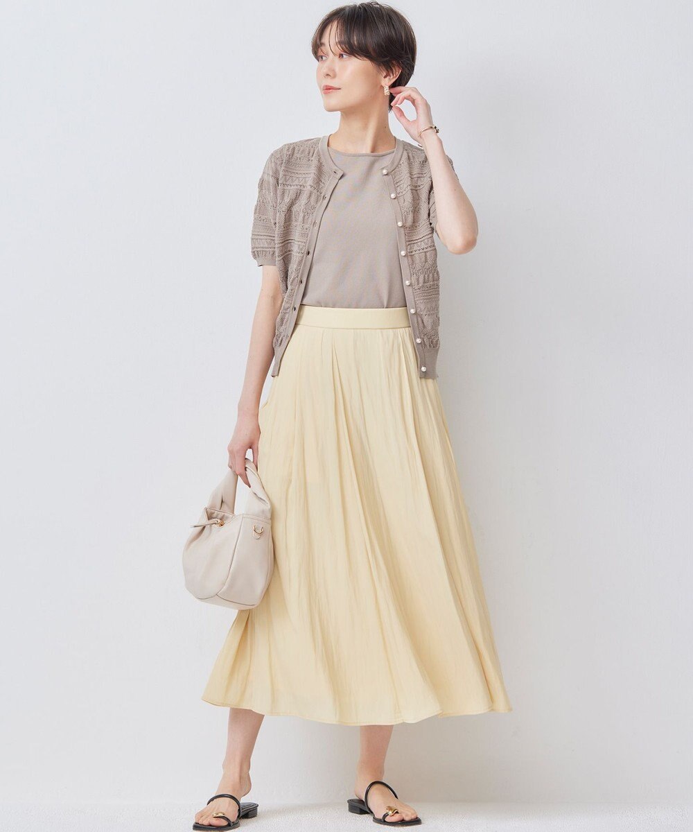 組曲 【WEB限定カラーあり】コットンポリエステル 編み柄カーディガン 