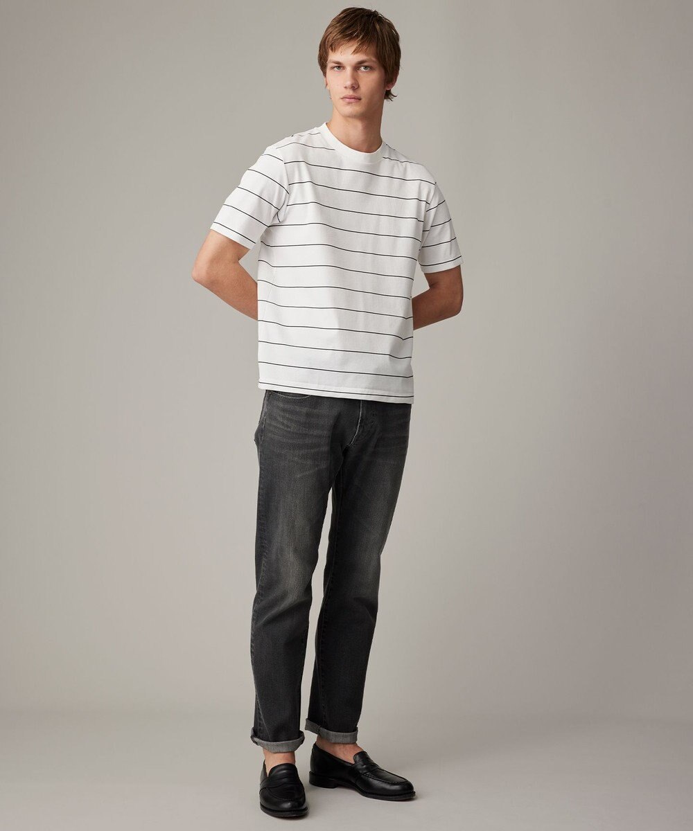 JOSEPH ABBOUD 【和紙ニット/日本素材・縫製/ 軽量/通気性/速乾性】和紙フライスボーダー Tシャツ 