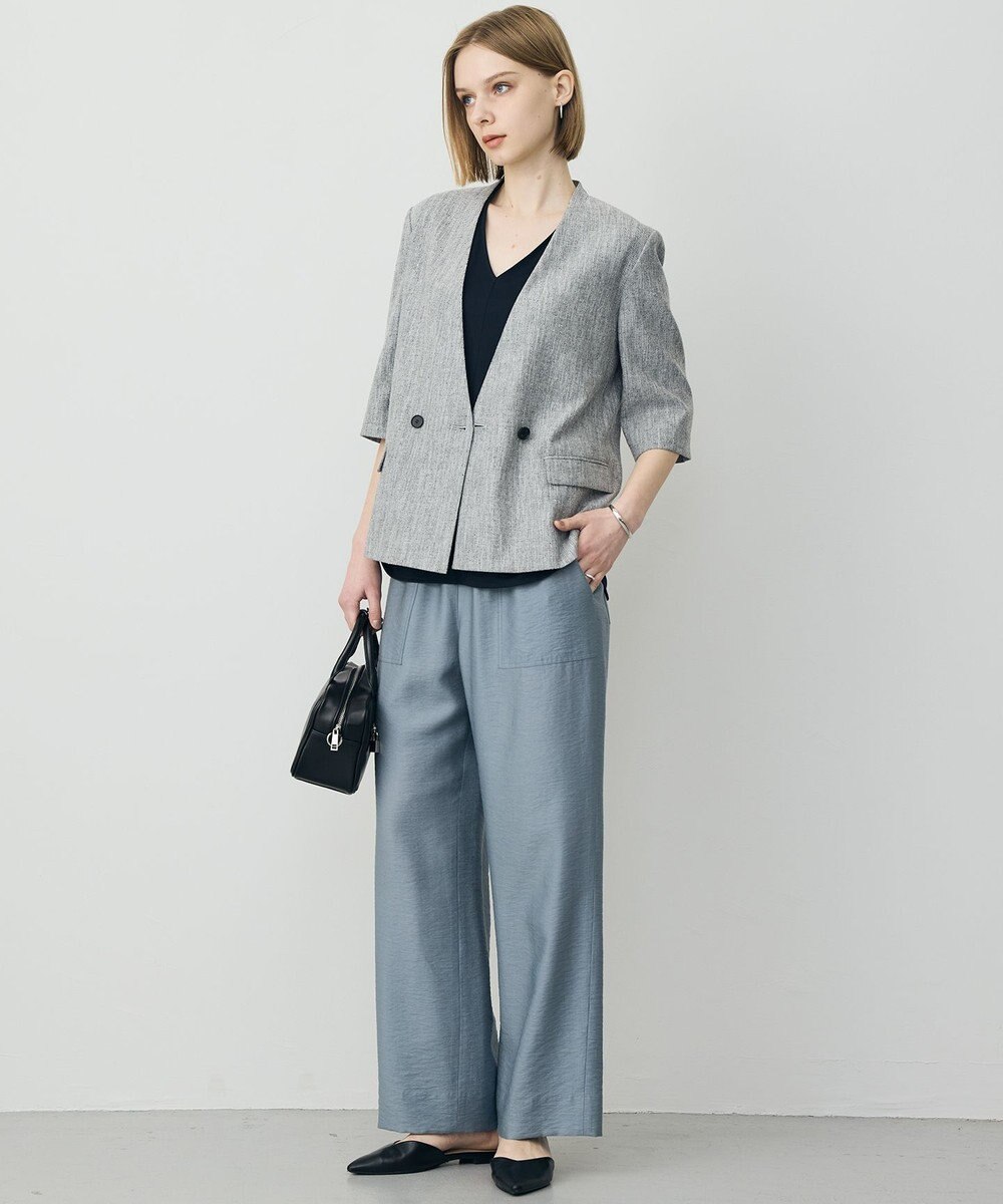 ICB L ストレッチMIXツイード 半袖ジャケット 