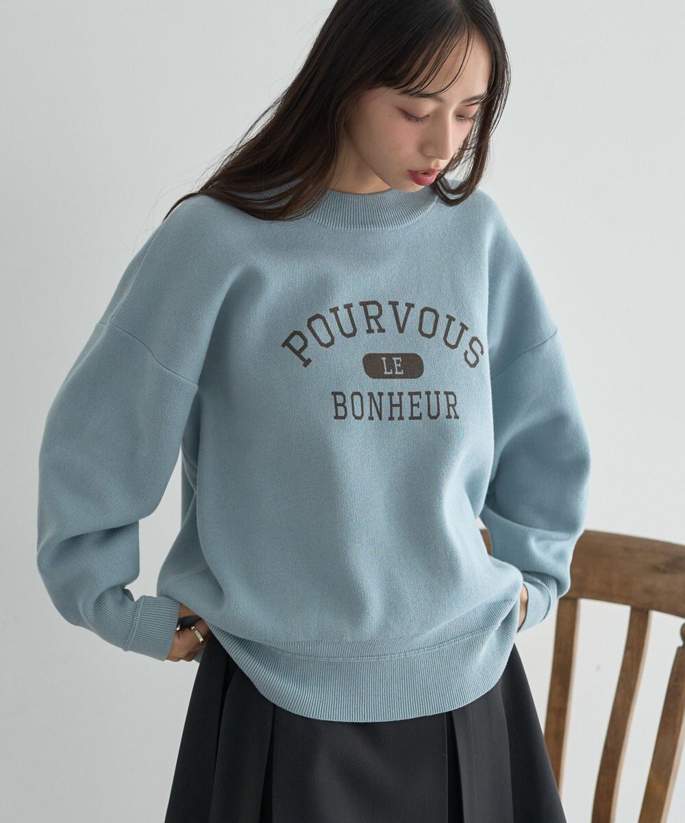 earth music&ecology 【洗濯機洗い可】スウェットライクロゴニットプルオーバー 