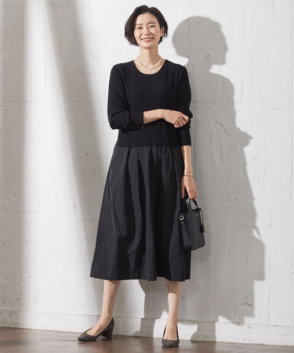 J.PRESS LADIES 【WEB限定・洗える】ニット コンビ ワンピース 