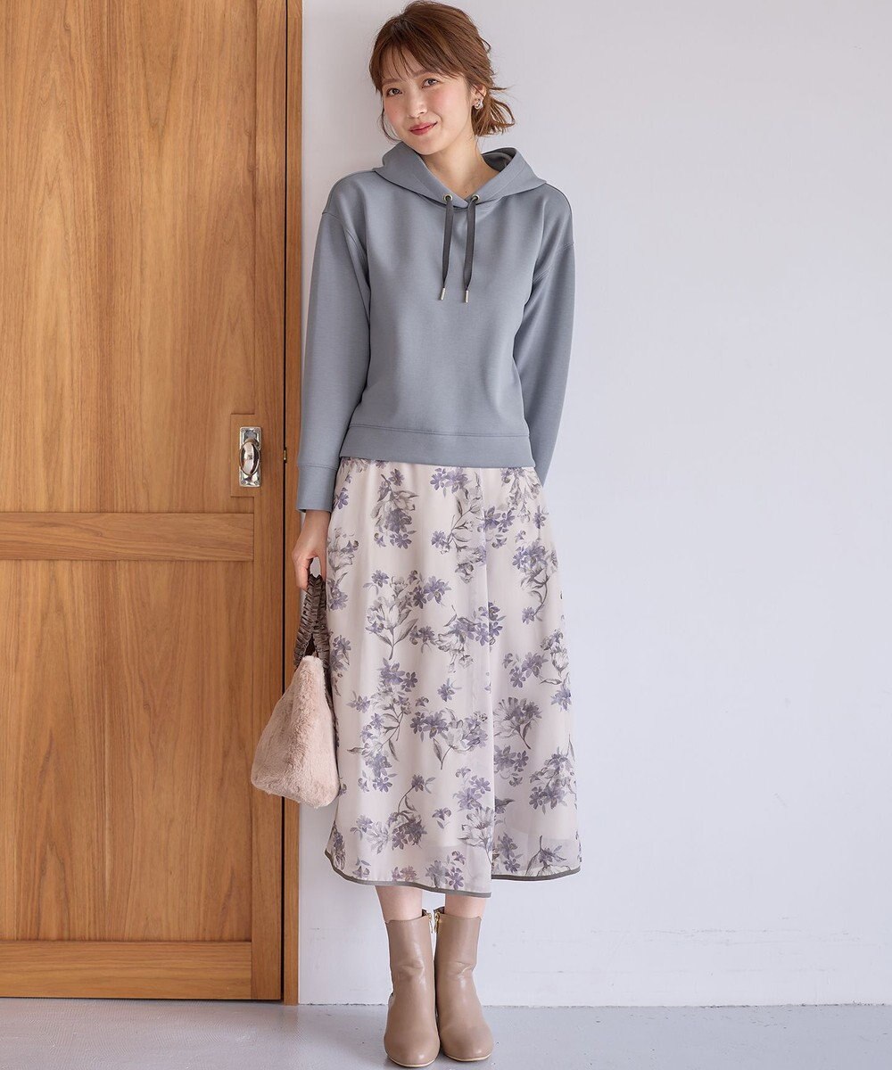 ANY SIS 【洗える】フロッキーオンフラワー スカート 