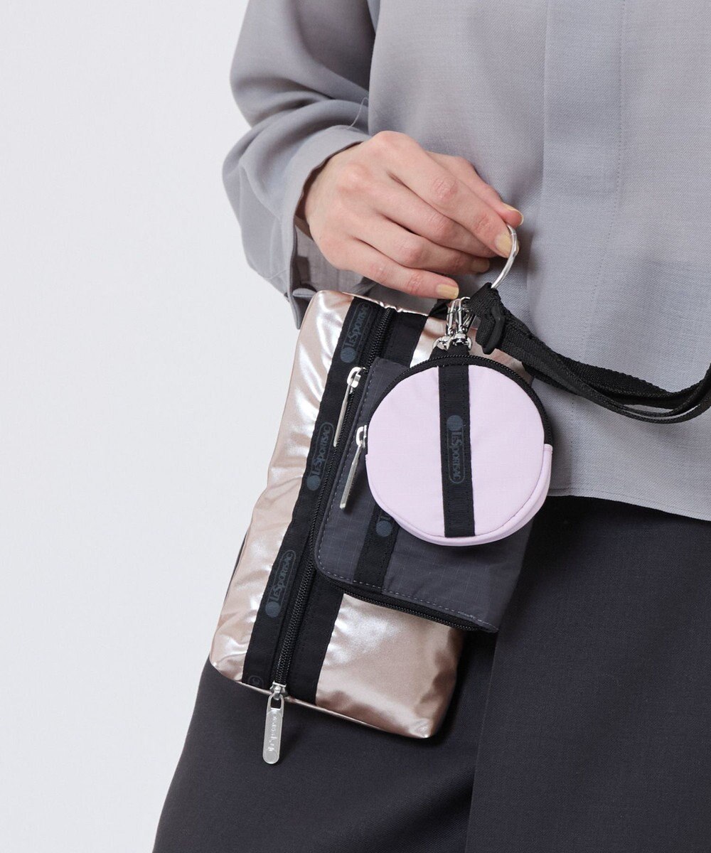 LeSportsac MULTI POUCH WRISTLET/ブラック/ローズゴールドシャイン/ピンク 