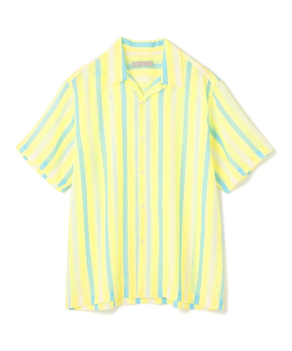 UNFILO MENS シアーメッシュプリント オープンカラーシャツ【ギフトにもおすすめ】 