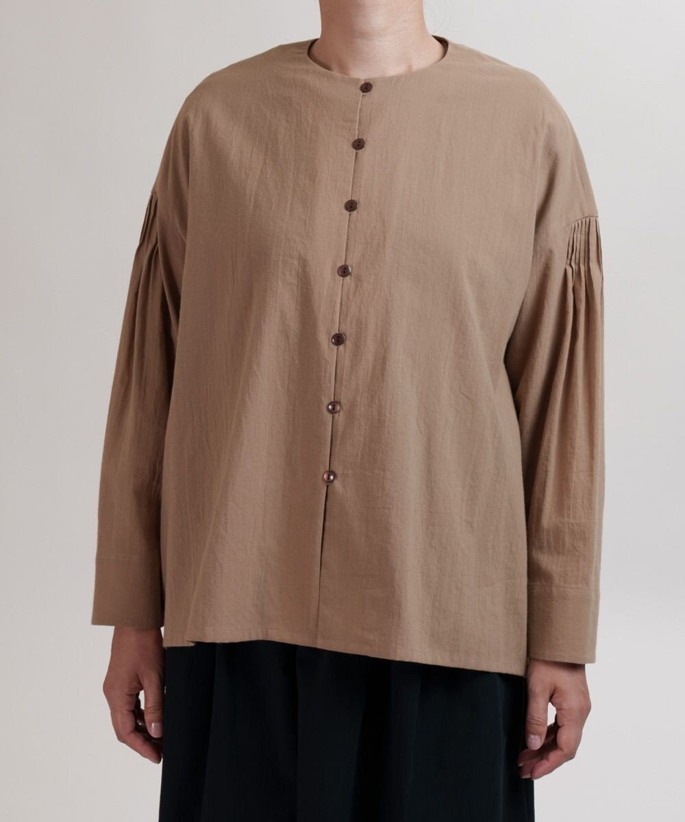 muuc コットンローン長袖ブラウス 