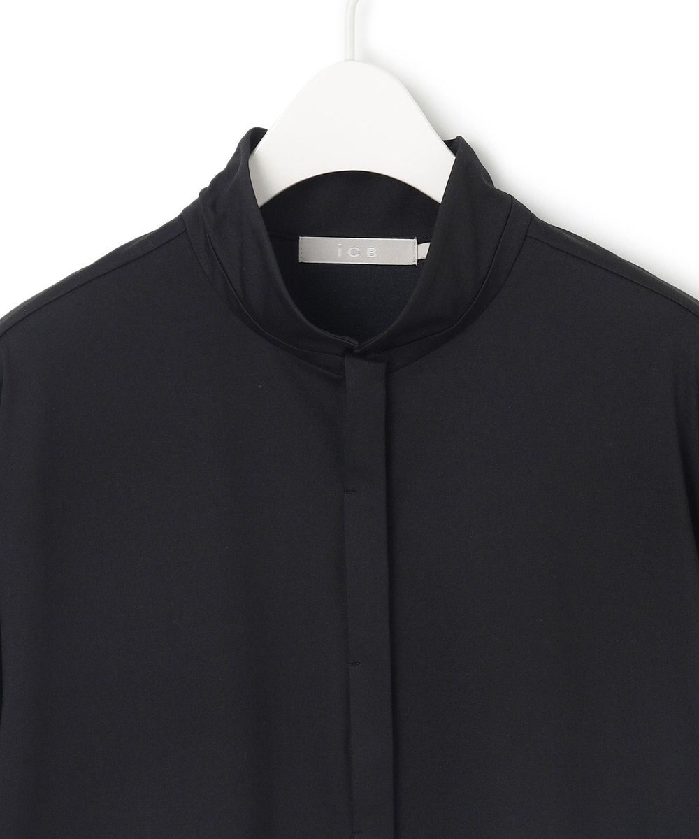 ICB L 【洗える】 ブラウスライクジャージー ロングシャツ 