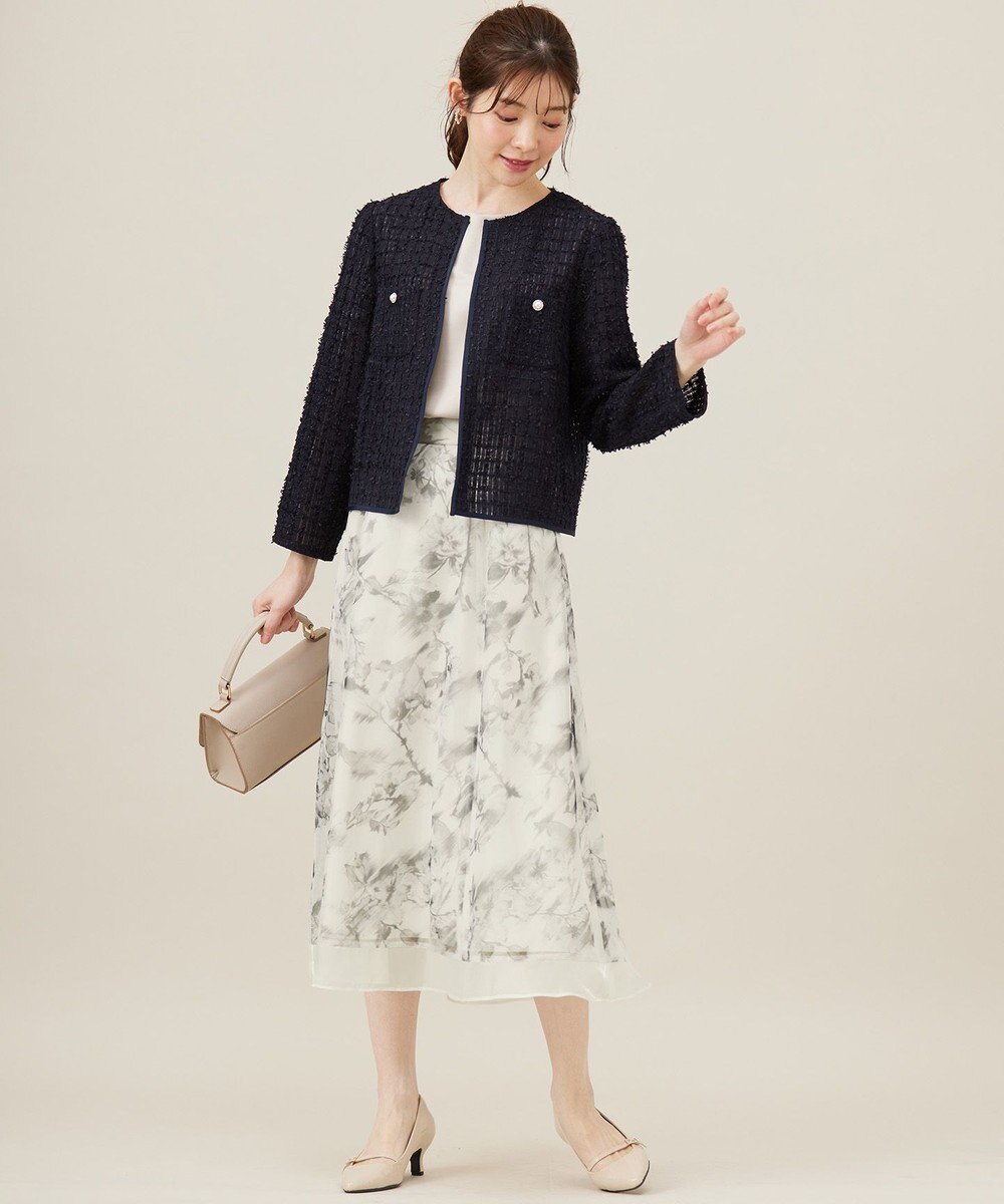 ANY SIS 【WEB・一部店舗限定】ハッチングフラワープリント スカート 