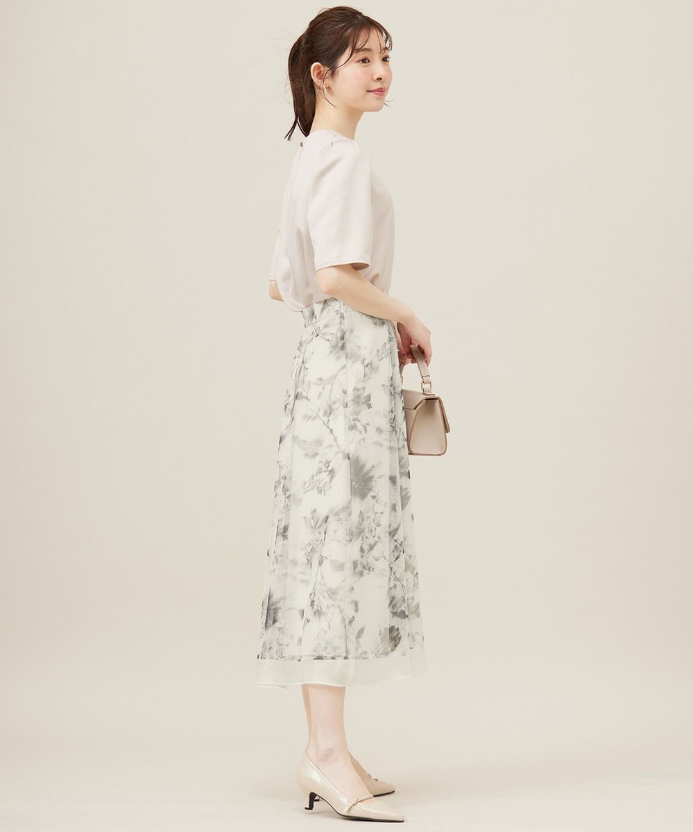 ANY SIS L 【WEB・一部店舗限定】ハッチングフラワープリント スカート 